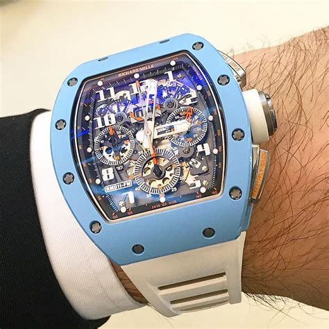 blue and white richard mille.